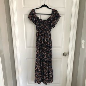 Off the Shoulder Floral Maternity Maxi Dress